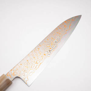 มีดทำครัวกลางแจ้งลายดามัสกัสทองแดงแบบสั่งทำพิเศษ พร้อมปลอกป้องกันและด้ามจับตามหลักสรีรศาสตร์สำหรับการทำอาหารแบบผจญภัย - Product Image 4