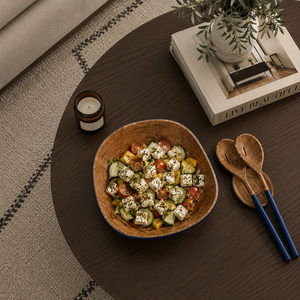 Tazón de Ensalada Artesanal de Madera de Mango Esmaltada, Tazón de Madera Hecho a Mano, Apto para Alimentos, para Ensaladas, Frutas, Bocadillos, Decoración de Mesa de Cocina y Comedor - Product Image 2