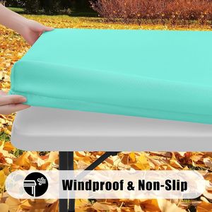 Set di 2 Tovaglie Elastiche in Poliestere Impermeabili Rettangolari Lavabili per Tavoli da Picnic e Patio - Product Image 2