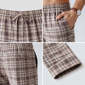 Pantalon de pyjama en flanelle noire pour femme, avec logo personnalisé, motif à motifs, taille élastique, confortable et respirant - Product Image 6