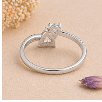 Anillo Toi et Moi con Diamante en Forma de Pera, Oro de 14K/18K, Anillo de Compromiso con Doble Piedra y Banda Pavé, Joyería para Mujer
