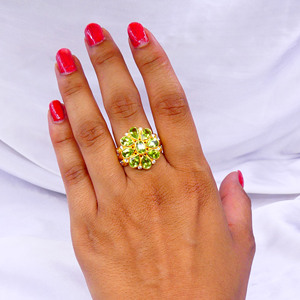 Wedding Wear 925 Sterling Silver <b>Gold</b> Plated Jewelry <b>Peridot</b> Gemstone Women Wear Classic <b>Ring</b> - Product Image 4
