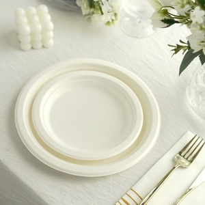 Assiette Écologique Ronde en Bagasse de 9 Pouces de Qualité Export, Compatible Micro-ondes, Idéale pour la Préparation des Repas et le Service Quotidien, pour Soupes Chaudes et Riz - Product Image 1