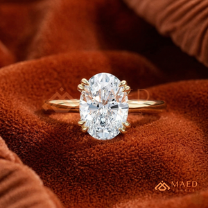 14K Yellow Gold Double-Claw Oval <b>Solitaire</b> <b>Ring</b> – Timeless Gold Engagement Band Yellow Gold Over <b>Silver</b> Oval Cut <b>Ring</b> - Product Image 1