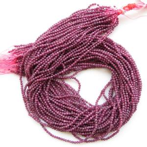 Cuentas de Rubí Natural Facetadas Redondas, Sin Mejorar, para Joyería, Hilo de Piedras Sueltas de Alta Calidad - Product Image 1