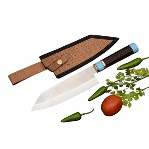 Cuchillo de chef hecho a mano de acero inoxidable con mango de madera de wenge y funda de cuero fino, cuchillo de cocina de moda, cuchillo viral. - Product Image 1