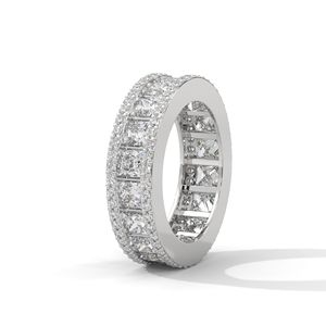 <b>Silver</b> Wide Band <b>Ring</b> With Lab Grown Diamonds Multi Row Design Fine Jewelry Wedding Anniversary And <b>Statement</b> Wear For Women - Product Image 2