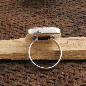 Bague en corail fossile naturel, argent sterling 925, motif floral organique, pierre précieuse, bijoux faits à la main pour femmes, cadeau unique - Product Image 5