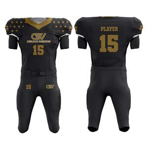 Ensemble de maillots de football américain personnalisés à col en V, séchage rapide, 100 % polyester, avec nom et numéro d'équipe sublimés, faible MOQ - Product Image 1