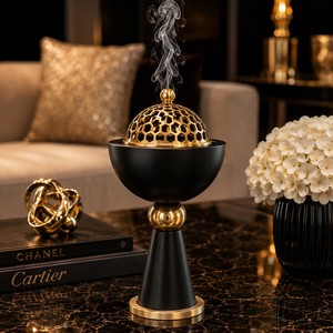 Brûleur d'encens en marbre avec calligraphie arabe dorée, diffuseur d'aromathérapie, plateau décoratif moderne – Fait main, portable pour la maison - Product Image 4