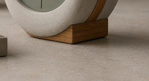 Minimalist Ceramic Desk <b>Clock</b> With Green Face And Wood Accents Silent Quartz Movement - Product Image 3