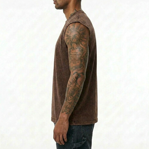 Camiseta sin Mangas de Lujo 100% Algodón Transpirable con Bordado Tejido para Hombre, Estilo Casual, Lavado Nieve, para Moda Urbana y Gimnasio - Product Image 2