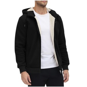 HISHY APPAREL <b>Men's</b> Black <b>Fleece</b> <b>Jacket</b> Full Zip Sherpa <b>Lined</b> Casual Autumn Wear Regular Fit Windproof Outerwear Stand Collar - Product Image 1