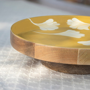 2023 Craftsy Home Diseño personalizado Estilo caliente Soporte para servir pasteles de madera de acacia con parte superior esmaltada y base de madera - Product Image 3