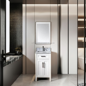 24 Inch Modern Luxury Vanity Mirror Set with Fashional Solo Vanity Set Cabinet Single Sink Mirror Bathroom Vanity Marble Top - Product Image 1
