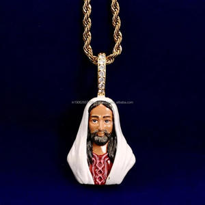 Iced Out Jesus Head Pendant <b>Necklace</b> 925 Sterling Silver VVS Lab Grown Hip Hop Charm for <b>Men</b> & Women - Product Image 1