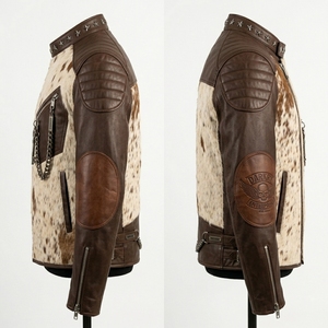 Chaqueta de Cuero con Pelo de Vaca Personalizada para Hombre, Venta al por Mayor, Abrigo de Invierno de Primera Calidad con Estampado Animal Real, Proveedor - Product Image 3