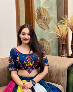 <b>Muslin</b> Cotton Lehenga Choli Digital Print Mirror Work Lace Border Floor Length Party <b>Dress</b> for Women - Product Image 2