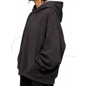 Sweat-shirts et sweats à capuche pour femmes, coupe oversize, manches longues, formels, en toile, pour l'hiver, avec logo frontal en relief 3D, vente en gros - Product Image 6