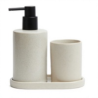 Nouvel ensemble d'accessoires de salle de bain trois pièces en résine écologique, élégant, torsadé et côtelé, avec distributeur de savon et porte-brosse à dents