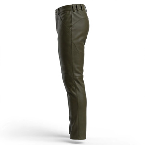 <b>Men's</b> Olive Green <b>Leather</b> Moto Pants High Waist Straight Fit Casual <b>Trousers</b> - Product Image 5