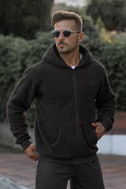Premium Heavyweight Sherpa Zip Hoodie Charcoal Black Teddy Fleece Wholesale Unisex Faux Fur Ultra Soft Shaggy Fleece Hoodie - Product Image 2