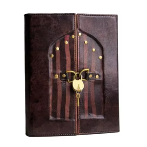Antique Handmade Hardcover Leather Door Journal <b>Lock</b> Key Vintage Style Unique <b>Diary</b> Genuine Leather Writing Notebook New Year - Product Image 4