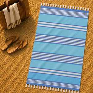 Serviette Fouta à rayures, design attrayant, nouvelle collection, serviette de hammam écologique, 100% OEM, serviette de plage, fabricant indien - Product Image 5