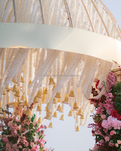 พวงมาลาดอกมะลิสีขาวพร้อมกระดิ่งพวงมาลาประดับงานแต่งงานของอินเดียตกแต่งบ้านวัดสำหรับเทศกาลปาร์ตี้ฉากหลัง - Product Image 4