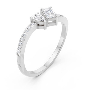 Anillo de Oro Blanco con Diamante Cultivado en Laboratorio, Corte Esmeralda en Forma de Pera, Certificado IGI, con Pavé, para Mujer, Regalo de Compromiso, Boda o Aniversario - Product Image 3