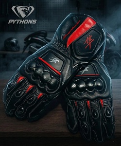 Gants de moto Shoei en cuir à doigts entiers, noir et rouge, impression par transfert thermique, fermeture éclair, pour hommes, équipement de cyclisme et de conduite estivale - Product Image 6