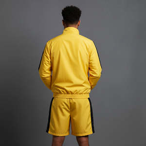 Ensemble court pour homme 100 % coton, personnalisable avec logo imprimé, polo et short, style streetwear, couleur unie, rayures noires, ensemble 2 pièces - Product Image 5