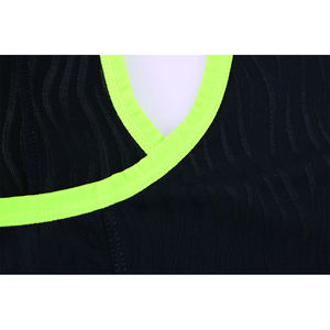 Men's Lightweight Black Mesh Tank <b>Top</b> with <b>Neon</b> Green Trim Breathable Sporty Knitted V-Neck Hollow Out Design - Product Image 5