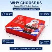 Boîte en fer blanc rectangulaire personnalisée OEM avec couvercle amovible pour bonbons, chocolats, noix, emballage cadeau, qualité alimentaire, logo personnalisé, vente en gros, faible MOQ
