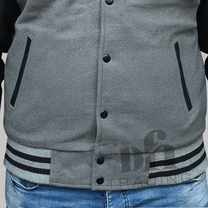 Veste de baseball à logo brodé universitaire personnalisé avec col montant respirant en laine et manches en cuir enduites d'hiver - Product Image 5