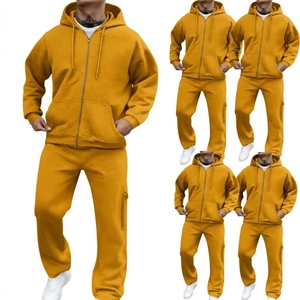 2026 Custom logo Men's Winter Sports Cotton Zip up Design Sportswear Tracksuit Manufacturer Sweatpants and Hoodie <b>Set</b> for Men - Product Image 2