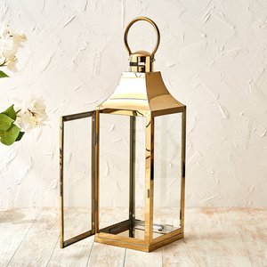Modern <b>Gold</b> Metal Glass Candle <b>Lantern</b> with <b>Gold</b> Handle Decorative <b>Lantern</b> for Indoor Outdoor Home Wedding table top Decor Gift - Product Image 2