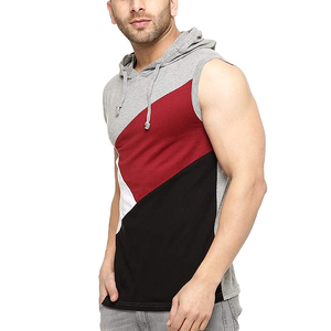 2026 Men's <b>Sleeveless</b> Hooded Tank Top Solid Black Quick Dry Knitted Regular Fit Casual Summer Wear <b>Hoodie</b> For Online Sale - Product Image 5