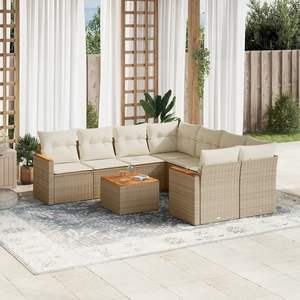 Conjunto de Sofás de Jardín de Ratán PE Beige, Duradero y Grande, Muebles de Jardín Resistentes - Product Image 1