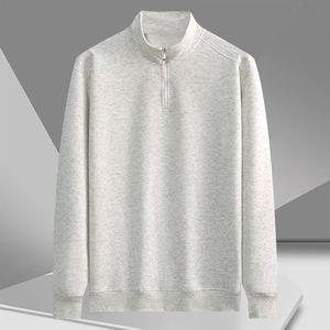 Veste homme demi-zip en coton 320g, nouvelle tendance, couleur unie, prix usine Chine, personnalisable, Bangladesh. - Product Image 3