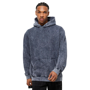 Sweat à capuche surdimensionné personnalisé pour homme, 100 % coton, délavé à l'acide, motif uni, idéal pour l'hiver - Product Image 1