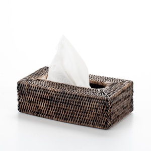 Porta pañuelos de ratán trenzado, decoración para encimera de cocina, funda de fibra natural para cajas de pañuelos - Product Image 6