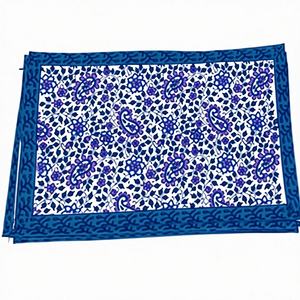 Juego de Manteles Individuales y Servilletas de Tela con Estampado de Bloques Personalizado al por Mayor para Bodas y Fiestas, Accesorios de Lino para Mesa, Juego de Manteles Individuales y Pañuelos - Product Image 4