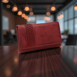 Cartera Larga de Cuero Genuino para Mujer con Cierre Plegable Tejido a Mano, Estilo Minimalista para Uso Diario - Product Image 4