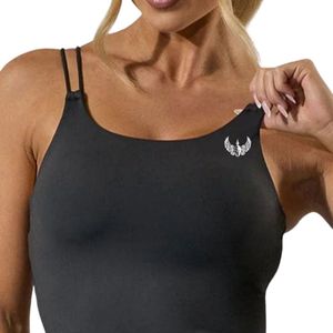 Women's Charcoal Grey Longline Tank Top Soft Stretch Workout Fitness Activewear <b>Camisole</b> Fashion Apparel Wear - Product Image 4