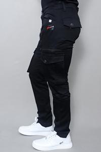 Jeans cargo noirs de qualité supérieure Gex pour hommes, taille mi-haute et extensibles - Product Image 4