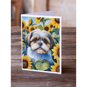 Whimsical Shih Tzu en Sunflowers A7 Tamaño 5x7 Tarjetas de notas en blanco Paquete de 8 con sobres para saludos - Product Image 2