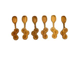 ช้อนไม้แกะสลักลายดอกไม้ - ช้อนไม้เสิร์ฟอาหาร - ของตกแต่งอาหาร - งานฝีมือช้อนไม้ - Product Image 5