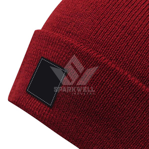 Gorro de Punto Acrílico Rojo Unisex, Color Sólido, con Borde, Estilo Casual para Adultos, Circunferencia de Cabeza 56-58CM - Product Image 6