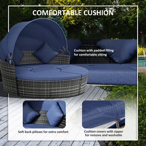 Ensemble de 4 chaises longues de patio extérieur en rotin moka brun avec canopy et coussins moelleux en aluminium pour jardins, hôpitaux et sites sportifs - Product Image 6